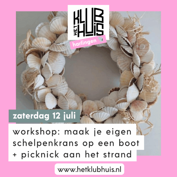 Workshop schelpenkrans + strandpicknick op de boot in Harlingen