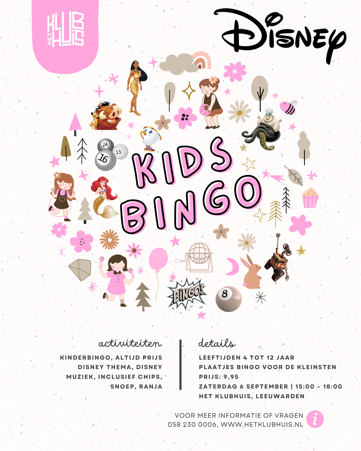 Het Klubhuis | Het Klubhuis kinderbingo Leeuwarden. Disney bingo. 20250708 091359 0000