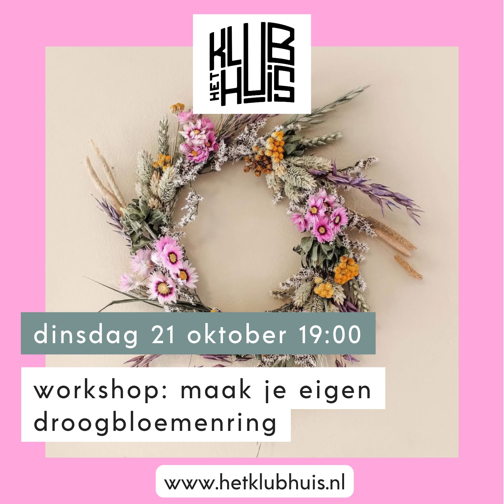 Het Klubhuis | Workshop: maak je eigen droogbloemenring! | 3 Het Klubhuis | droogbloemenring workshop
