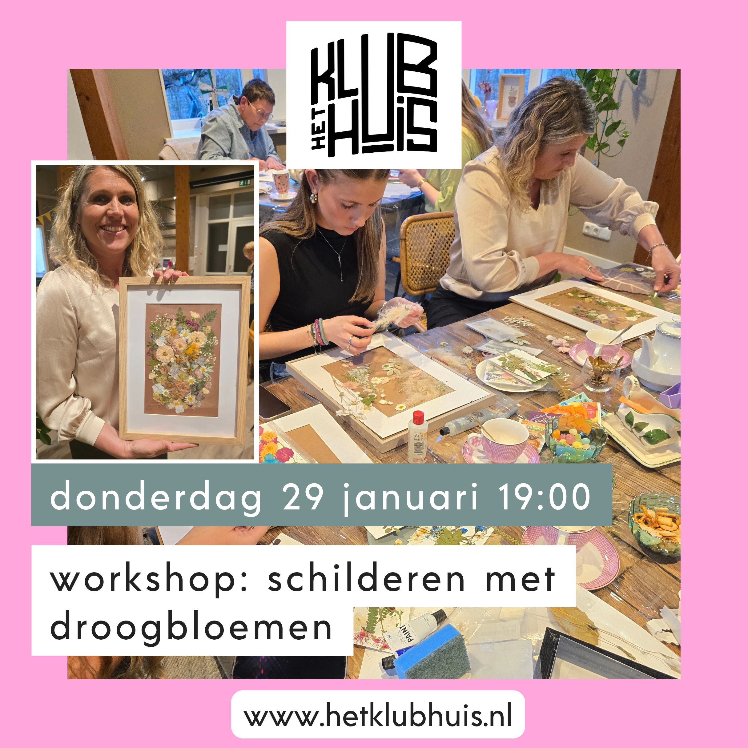 Het Klubhuis | Workshop: schilderen met droogbloemen | 1 Workshop: schilderen met droogbloemen